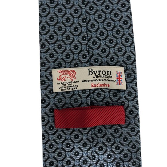 Byron Exclusive 100% Silk Necktie Multicolor Geometric Woven Striped Tie - Picture 6 of 6